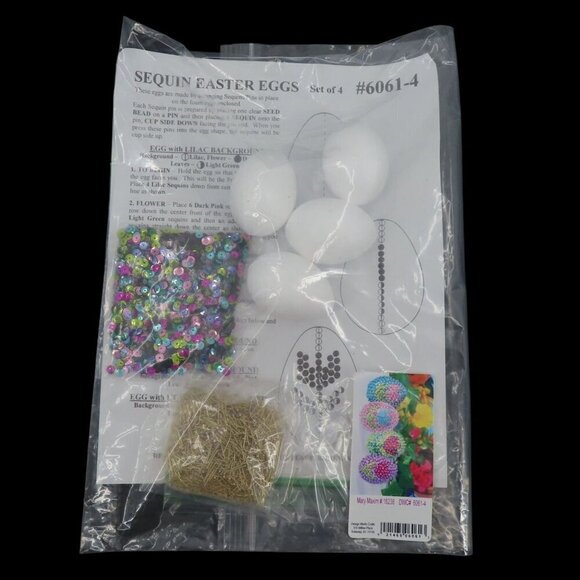 Design Works Set of 4 Sequin Easter Eggs Craft Kit 6061 NEW Open Package Holiday - Picture 1 of 8